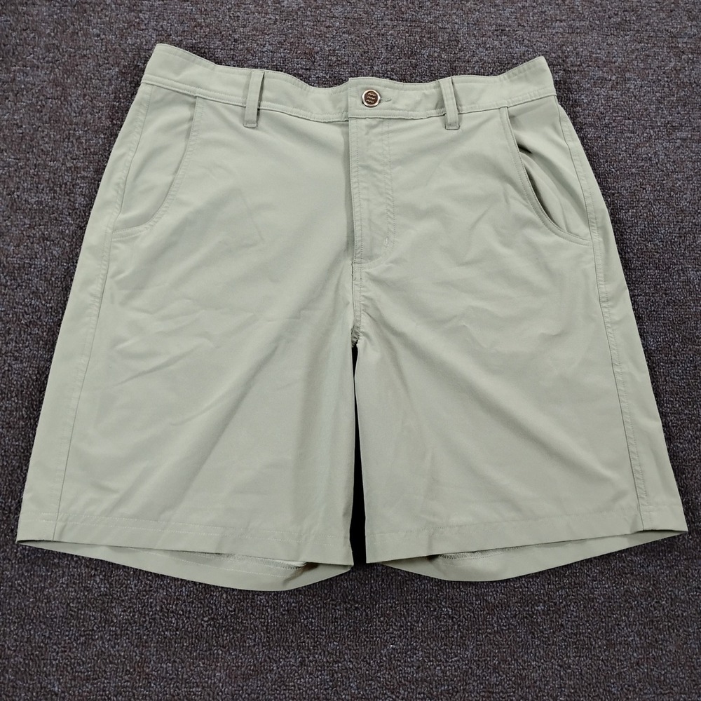 Free Fly Hybrid Shorts Mens 32 Khaki Sage Green Stretch Lightweight Quick Dry 7"
